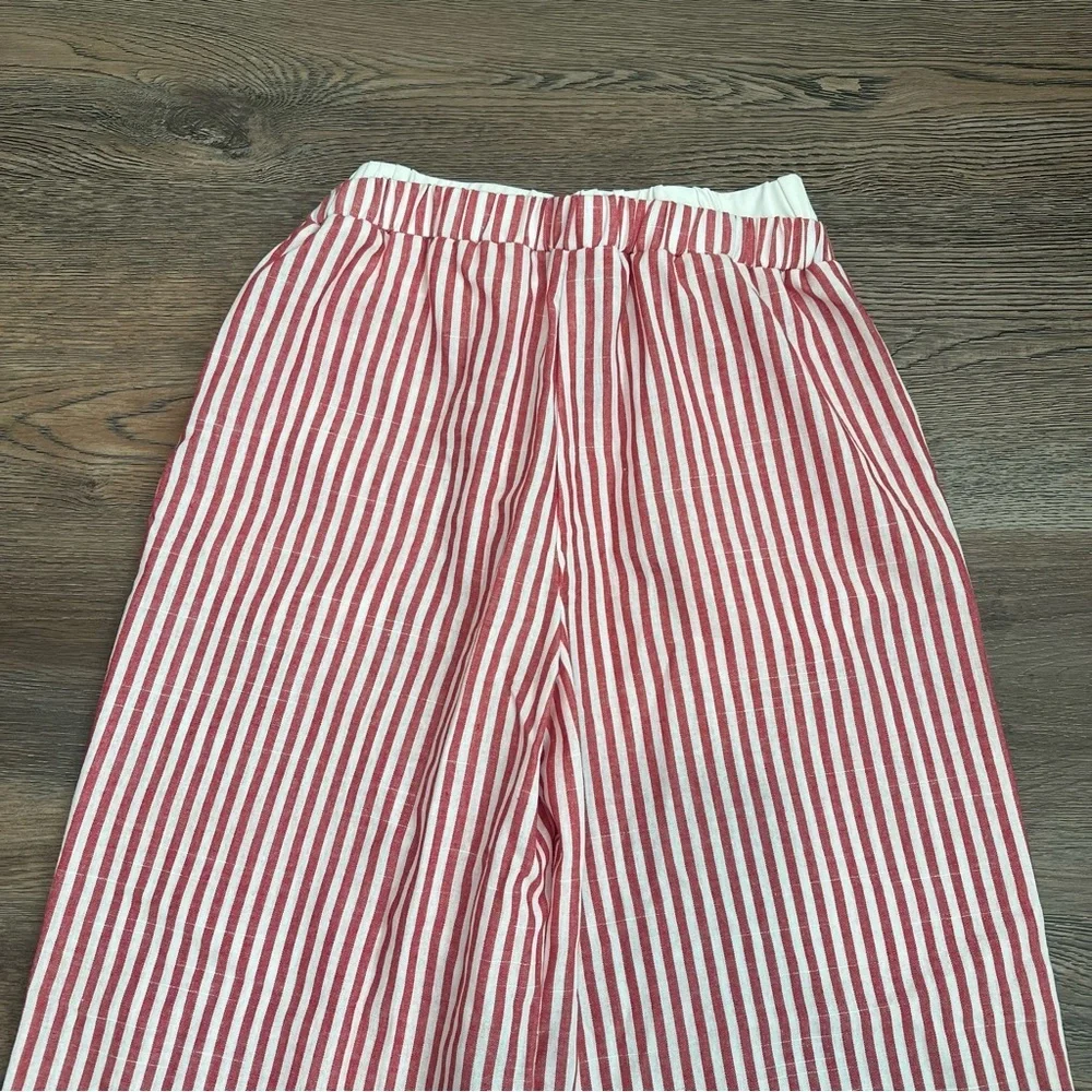 Striped Red and White Linen Pants California Original Design Small - Picture 4 of 6